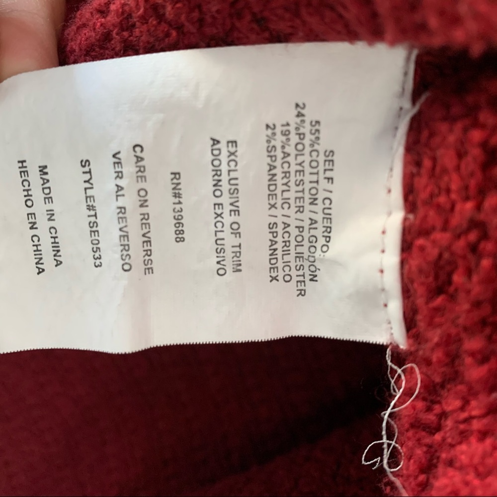 Altard state small red mock neck Oversize sweater zipper back - Picture 5 of 5